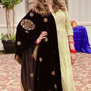 Lime Green ankarkali with pants and duputa